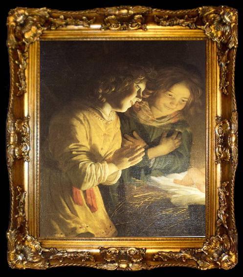 framed  HONTHORST, Gerrit van Adoration of the Child (detail) sf, ta009-2